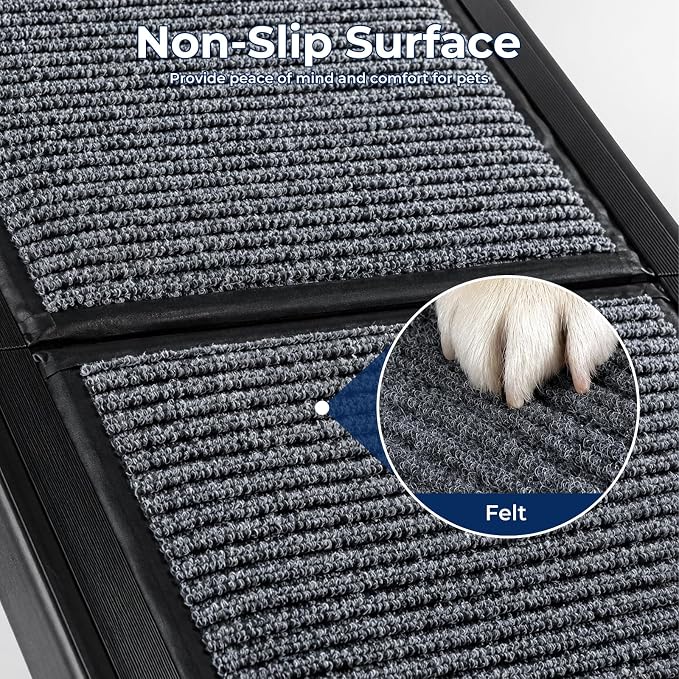 Dog Stairs for Car,70.8" L× 19.6" W Dog Ramp for Large Dogs with Non-Slip Surface,Portable Folding Pet Stairs/Steps for Car SUV & Truck,Dogs Ramp for High Beds & Couch,Up to 150LBS (Large)