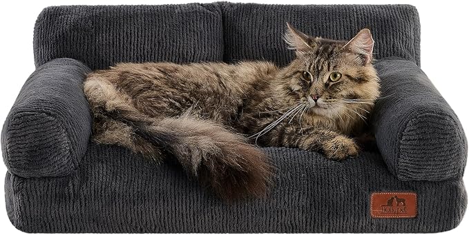 Hollypet Small Dog Large Cat Bed Puppy Couch Beds for Pets up to 25 lbs | Fluffy Dog Cat Couch Plush Soft Warming Pets Beds with Machine Washable Cover and Non-Slip Bottom