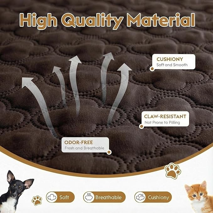 Waterproof Dog Blanket, Couch Cover for Dogs Washable, Reversible Dog Bed Cover, Couch Furniture Protector. (Dark＆Light Brown, 40 X 50 Inch - 1 Pack)