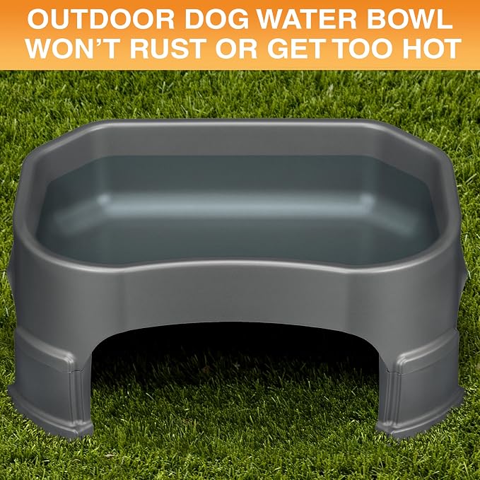 Neater Pet Brands Extra Large Water Bowl for Dogs, Elevated Outdoor Dog Water Bowl (1.25 Gallon XL Capacity), Big Trough Style Food Dish for Indoors or Outside, No Spill Large Dog Bowls, Gunmetal Grey