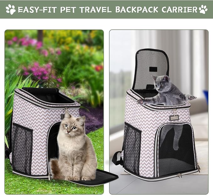 BAGLHER Cat Backpack Carrier, Mesh Pet Cat Carrier for Medium Small Dog Cat Puppy Kitten Bunny up to 18lbs, Dog Travel Backpack for Picnic Hiking Walking Cycling