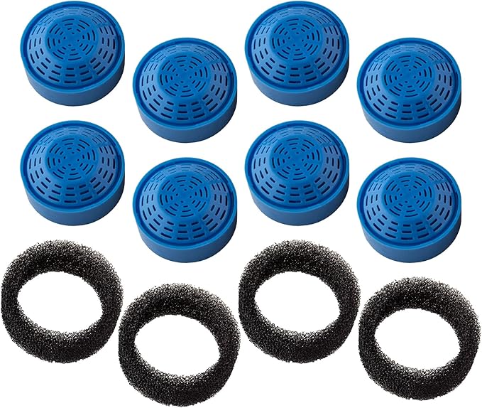 PET STANDARD Replacement Water Filter & 4 Pack Replacement Pre-Filter Sponges Compatible With PETLIBRO® 50oz/1.5L Automatic Ceramic Pet Fountain PLFF004, Pack of 8