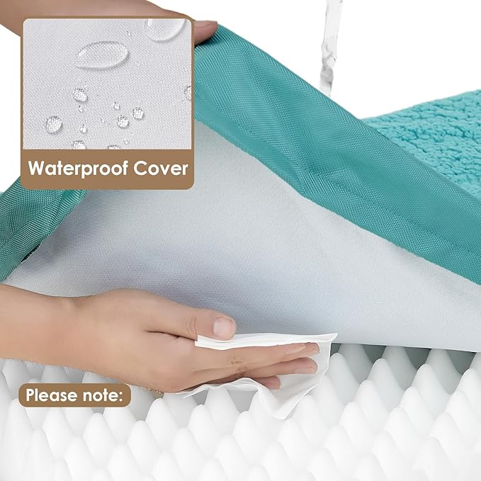 EHEYCIGA Orthopedic Dog Bed Large with Removable Washable Cover, 36x27 | Egg Crate Foam Support, Durable Oxford fabric, Non-Slip Bottom, Machine Washable, Soft Waterproof Plush Pet Bed Mat For Crate
