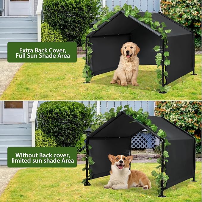 Large Dog Shade for Outside,4 x 4 x 3.3 ft Waterproof Dog Canopy House Tent | Large Pet Shelter Dog Tent with Upgraded Doors, Outside Sun Rain Snow Canopy Pet House for Dogs, Dog House for Small Animals