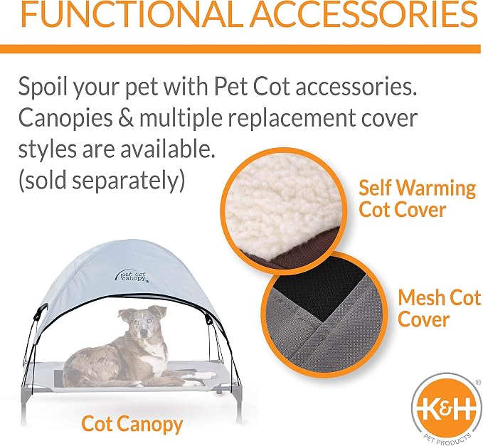 K&H Pet Products Coolin' Pet Cot Elevated Pet Bed Gray/Blue Large 42 X 30 X 7 Inches