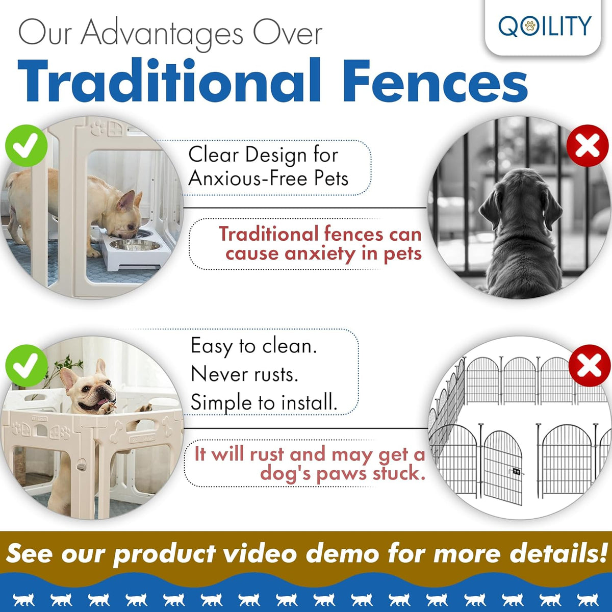 Clear Dog Playpen Indoor, Effectively Relieves Pet Anxiety, Suitable for Most Dogs, White