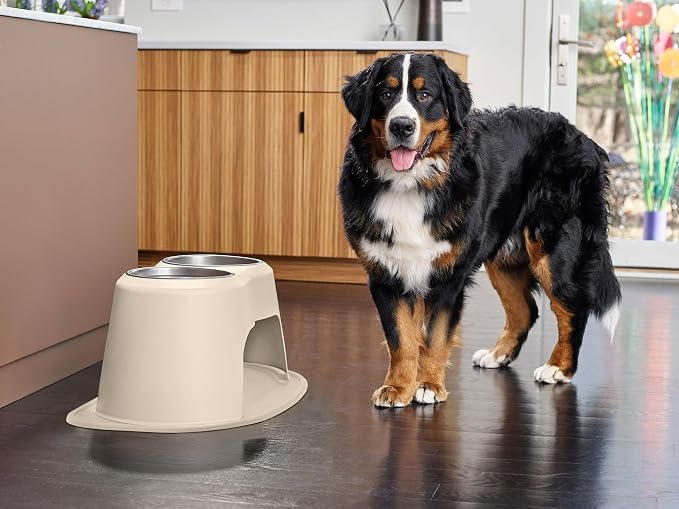 WeatherTech Double High Pet Feeding System - Elevated Dog/Cat Bowls - 10 inch High Dark Grey (DHC6410DGDG)