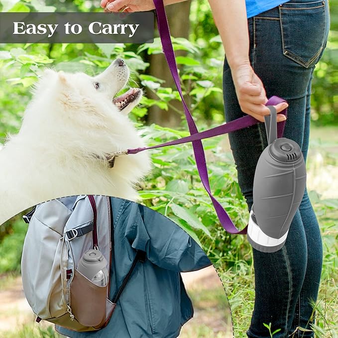 TIOVERY Dog Water Bottle Dispenser for Walking, Pet Water Feeder Container Portable with Drinking Cup Bowl Outdoor Hiking, Travel Large Grey