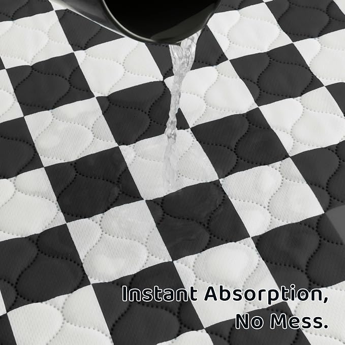 2 Pack Black Checkered Washable Pee Pads for Dogs, Checkered Reusable Dog Pee Pads, for Puppy Playpen, Crate, Whelping Box, Potty Training, Cute Aesthetic Absorbency, Leak-Proof Non-Slip