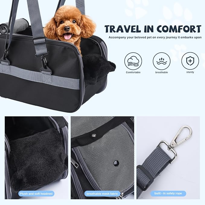 Center Console Dog Car Seat for Small Dogs,Dog Booster Car Seat with Safety Belt and Pockets,Portable Pet Armrest for Puppy Cat Under 13 lbs (Black)