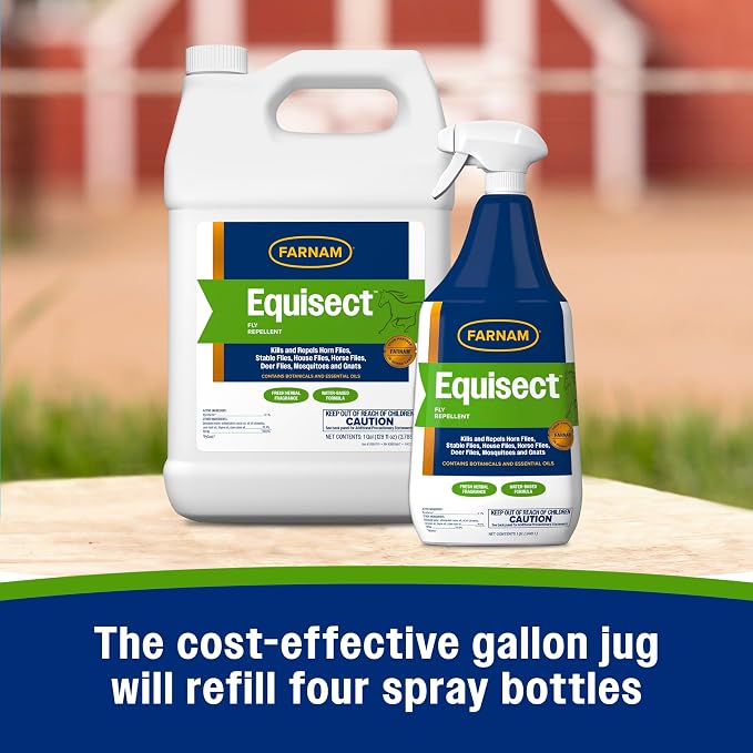 Farnam Equisect Natural Fly Spray for Horses, Dogs and Cats, Fly Repellent,128 Oz Refill