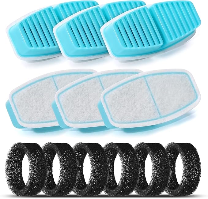BEMOONY Cat Water Fountain Filters: Pet Water Fountain Replacement Filter - 12 Packs of Cat Fountain Filters (6 Carbon Filters + 6 Sponges) - Multiple Filtration Please Replace it Every 2-3 Weeks