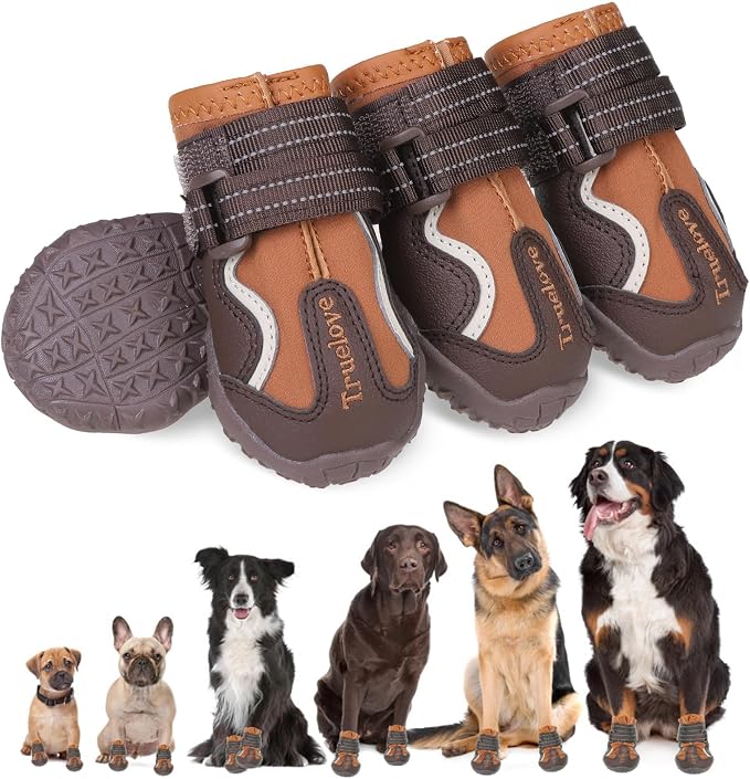 EXPAWLORER 4PCS Anti-Slip Dog Shoes - Waterproof Dog Booties & Paw Protectors with Reflective Straps for Outdoor Hot Pavement Hiking, Indoor Hardwood Floors, Winter Boots for Small Medium Large Dogs