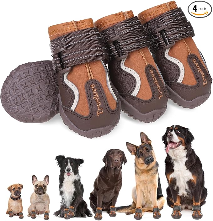 EXPAWLORER 4PCS Anti-Slip Dog Shoes - Waterproof Dog Booties & Paw Protectors with Reflective Straps for Outdoor Hot Pavement Hiking, Indoor Hardwood Floors, Winter Boots for Small Medium Large Dogs