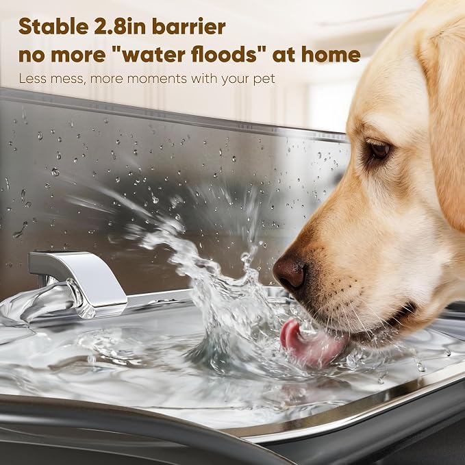 Large Stainless Steel Dog Water Fountain no Spill, 2.1Gal/8L with 8 Filters | Automatic Dog Water Bowl Dispenser, Super Quiet Cat Fountain, Dog Bowl to Drinkg Inside, Gifts for Pets