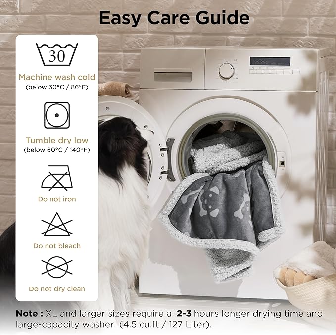 Bedsure Waterproof Dog Blankets for Large Dogs - Soft Print Sherpa Fleece Pet Cat Blanket Washable for Couch Bed Protection, Cozy Plush Reversible Throw Furniture Protector, 50"x60", Smokey Grey