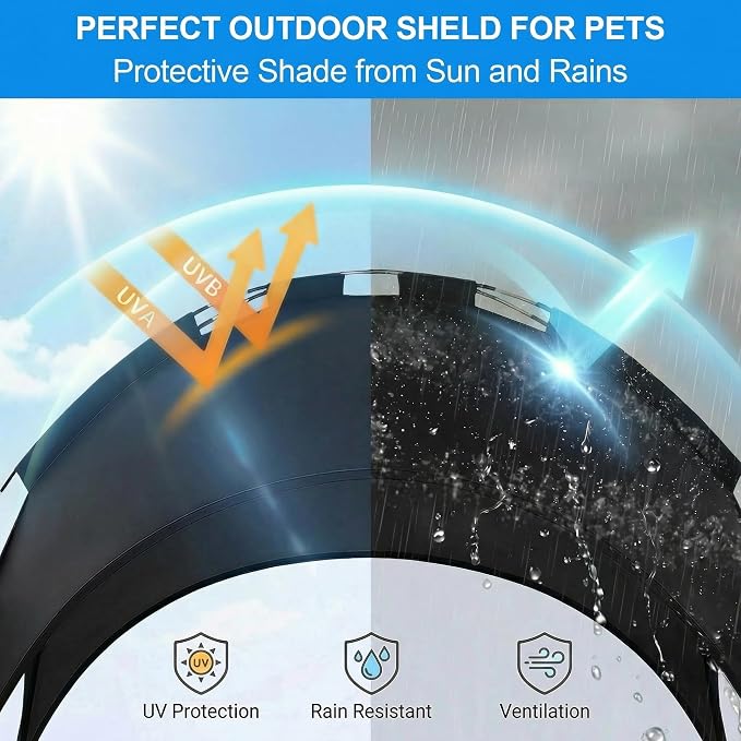 Elevated Dog Bed with Canopy Raised Pet Cot for Large Dogs, Outdoor Dog Cot with Removable Sun Shade Tent, Breathable Mesh Portable Dogs Cot for Camping, Beach, Backyard, Outdoor Use