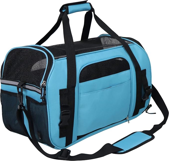 EliteField Soft Sided Pet Carrier (3 Year Warranty, Airline Approved), Multiple Sizes and Colors Available (Medium: 17.0" L x 9.0" W x 12.0" H, Sky Blue)