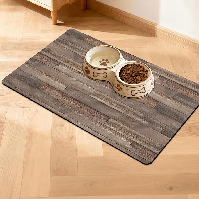 Pet Feeding Mat for Floors Cat Food Mat Waterproof Dog Food Mat and Water Absorbent Quick Dry Non Slip Mat for Cat Bowls