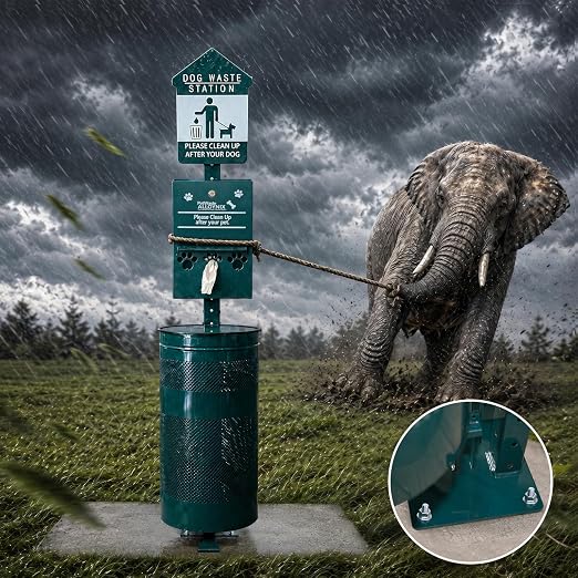 Dog Waste Station - Durable Dog Poop Trash Can Outside, 10-Gallon Capacity with Lid, Pet Waste Station for Parks, Yards & Public Spaces