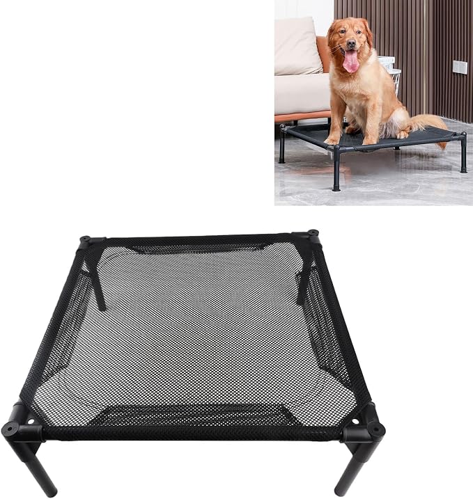 Elevated Dog Bed, Raised Dog Bed with Steel Frame and Breathable Mesh, All - Season Outdoor Dog Bed for Camping Park Backyard, Includes 4 Non - Slip Mats and Tube Covers (Small Size)