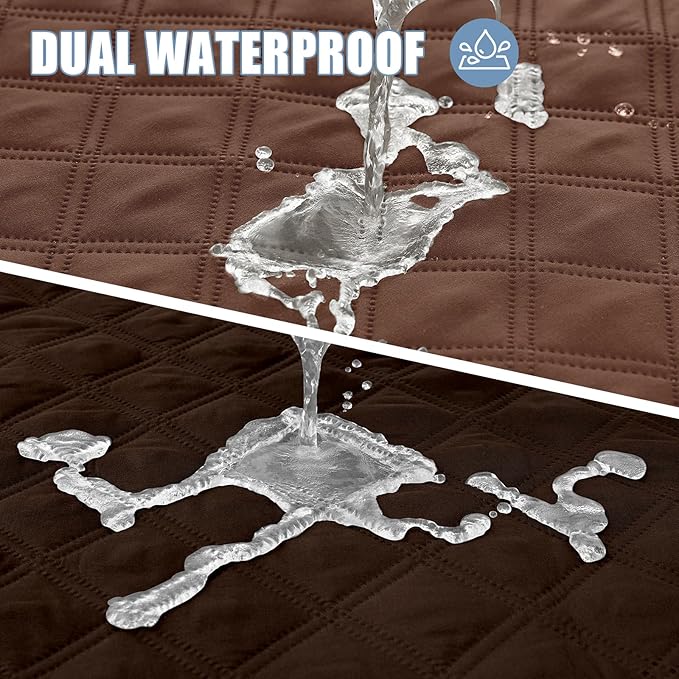 Smiry Waterproof Dog Bed Cover Pet Blanket, Soft Washable Dog Blanket for Furniture Bed Couch Sofa Reversible, Checkered (82"x120", Brown/Chocolate)