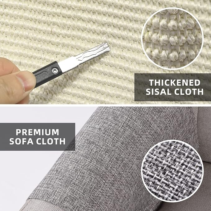 Cat Scratch Couch Protector with Natural Sisal for Protecting Couch Sofa Chair Furniture,Couch Corner Cat Ccratcher 23.6" L*19.7" W(Light Grey/Left Hand)