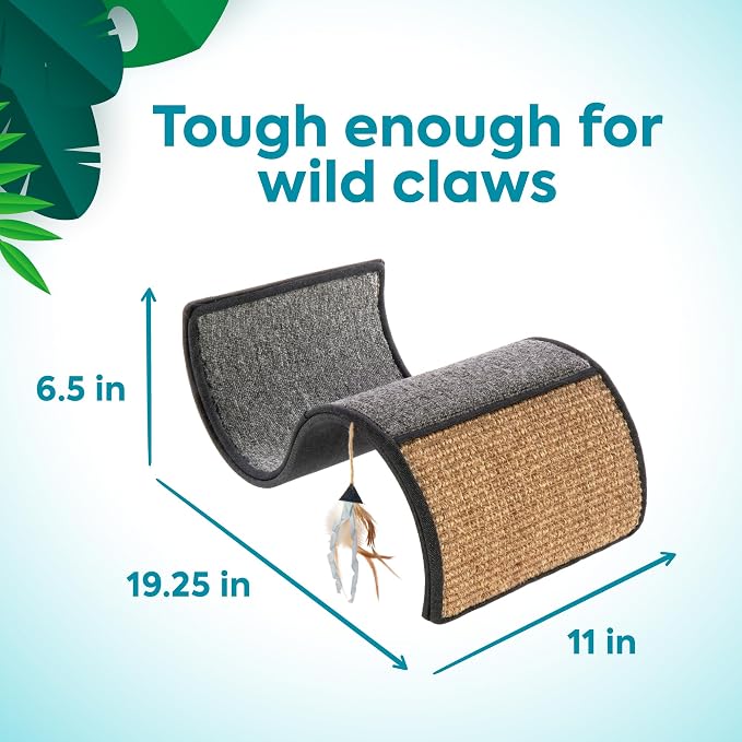 Petlinks Dream Curl Carpet Cat Scratcher, Dual-Surface Cat Scratching Post, Lounge & Hide Scratchers for Cats & Kittens, Gray, Furniture Protector, One Size Fits All Cats