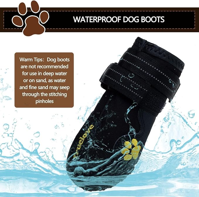 Expawlorer Dog Shoes for Small Dogs, Dog Shoes for Hot Pavement Hiking Walking, Anti-Slip Rugged Sole,Waterproof Dog Booties for Outdoor Rain Days, All Weather Dog Boots & Paw Protectors (Black)