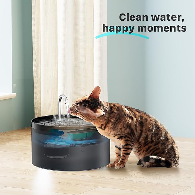 BEMOONY Cat Water Fountain Filters : Pet Water Fountain Replacement Filter - 24 Packs of Cat Fountain Filters (12 Carbon Filters + 12 Sponges) - Multiple Filtration Please Replace it Every 2-3 Weeks