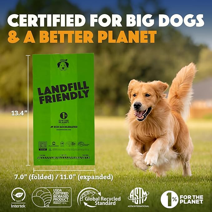 Doggy Do Good Landfill-Friendly Poop Bags | Dog Waste Bags Made with 50% Recycled Plastic + 15% Biobased Material | Unscented, Thick, Leak-Proof, Easy Open | Standard Size | 180 Count