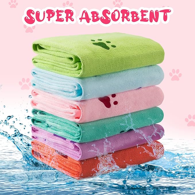 Tatuo 22 Pcs Dog Towels for Drying 20 x 40 Inch Pet Bath Towels Absorbent Microfiber Towel Quick Drying Puppy Bathing Supplies for Small Medium Large Dog Puppy Cat(Colorful,Bone Pattern)