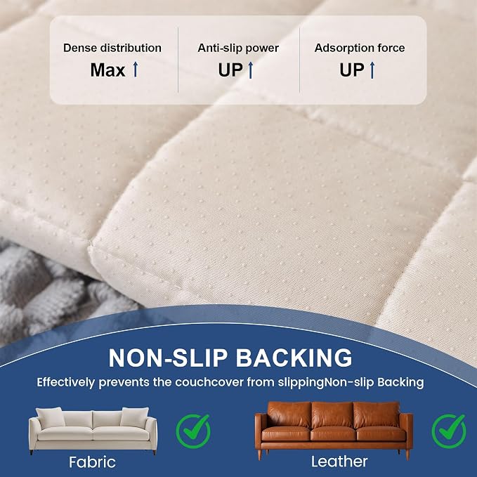 OTOB Couch Cover for Dogs Washable Non Slip Plush Sofa Covers for 3 Cushion Couch, All Seasons Fuzzy Kids Pet Friendly Sofa Slipcovers Furniture Protector Bed Mat (Light Gray, 27.6" x 70.9")