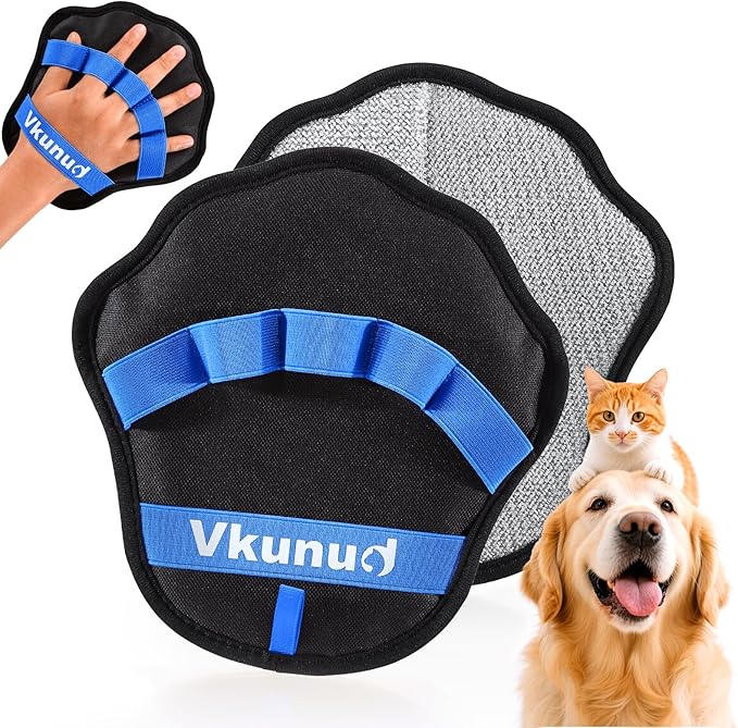 Vknund Pet Hair Removal Glove for Dogs & Cats, Electrostatic Pet Hair Remover Glove for Couch, Clothes, Carpet, and Car Seats, Reusable Magic Brush Pet Hair