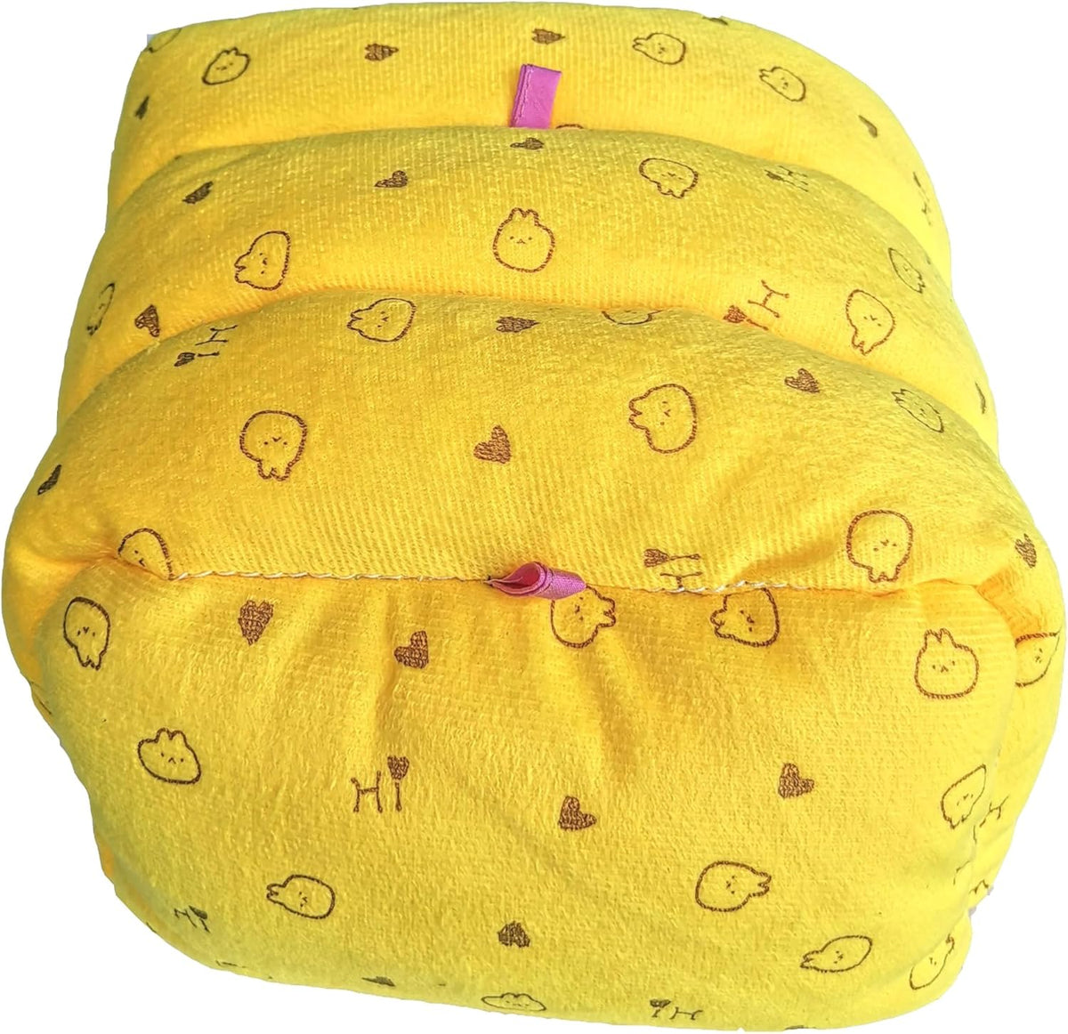 WOWOWMEOW Guinea-Pigs Bed,Hamster Bed,Small Animals Warm Hanging Cage Cave Bed (L, Heart-Yellow)
