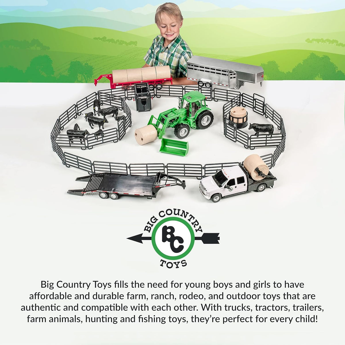 Big Country Toys 12-Piece Ranch Set - Farm Animal Toys for 3 Year Old Boys and Girls - Toy Figures & Playsets