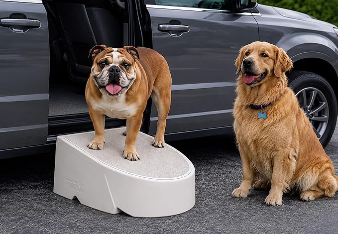 Pet Gear One Step for Dogs/Cats, Light Sand | Lightweight/Portable, Sturdy, No Tools Required, Removable, Washable Carpet, Supports 175 lbs