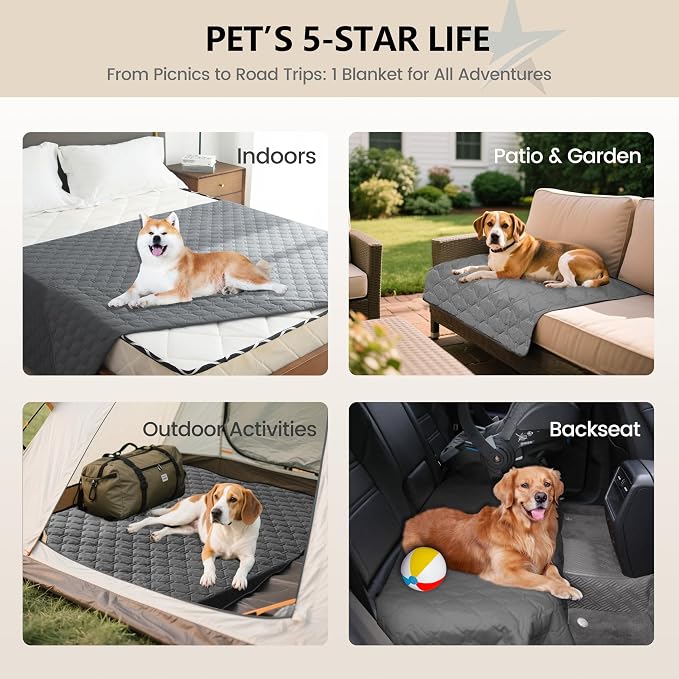 gogobunny 3X Stronger Waterproof Pet Blanket, Scratch Proof Furniture Protector for Dogs Cats, Reversible Cover 30x30 Inch, Dark Grey