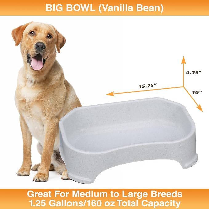 Neater Pet Brands Extra Large Water Bowl for Dogs, Outdoor Dog Water Bowl (1.25 Gallon XL Capacity), Big Trough Style Food Dish for Indoors or Outside, No Spill Large Dog Bowls, Vanilla Bean