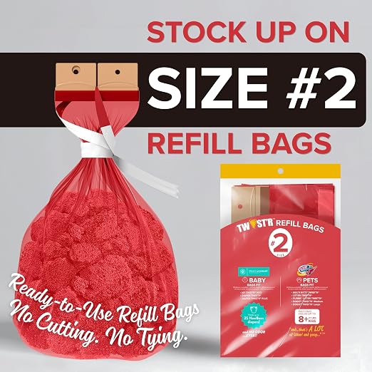 Red Rocket Doggy Twist'R Medium Waste Disposal System, Dog Poop Trash Can | Odor Control, Indoor/Outdoor, Holds Up to 15 Lbs, Includes 2 Size #2 Odor Blocking Bags, 2 Charcoal Sachets, 60 Poop Bags