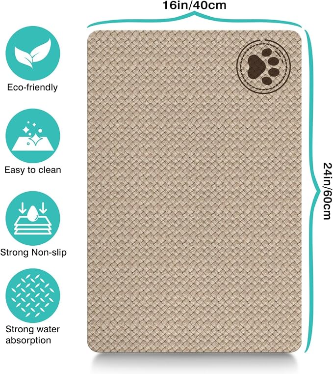 Pet Feeding Mat for Floors Waterproof Dog Mat for Food and Water Absorbent Quick Dry Non Slip mat for Cat Bowls