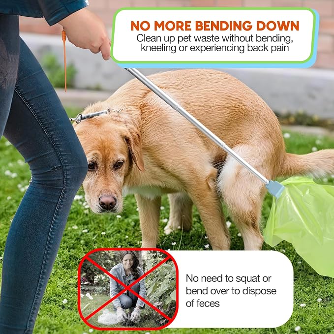 Dog Poop Catcher, Suitable for Both Large and Small Dogs | Dog Pooper Scooper, Foldable Dog Poop Cleaning Tool, No Need to Bend Over, Made of Aluminum Alloy