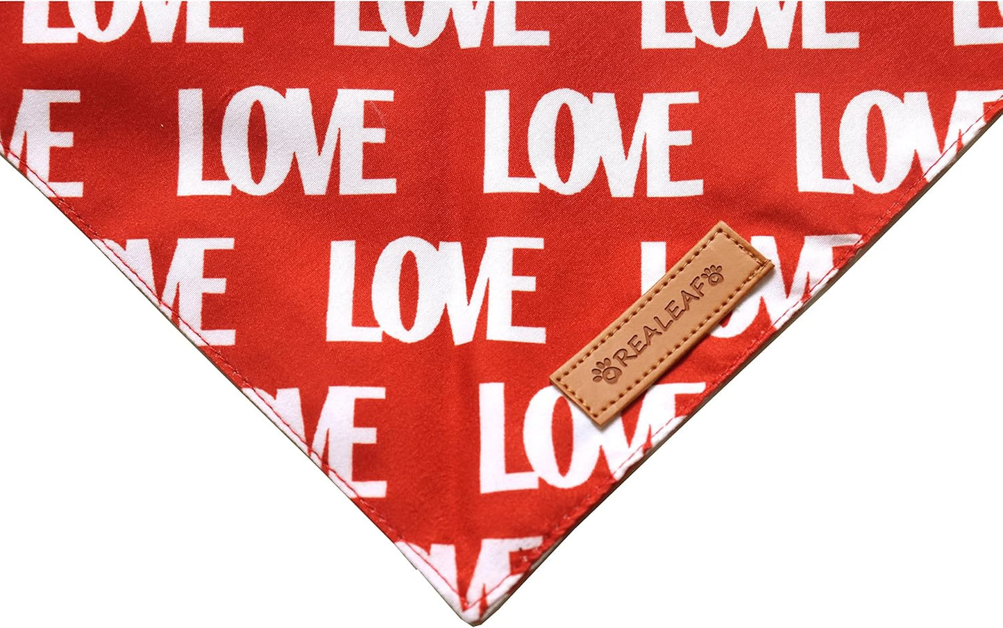 Realeaf Love Dog Bandanas 2 Pack, Triangle Reversible Mothers Day Valentine's Day Pet Scarf for Boy and Girl, Premium Durable Fabric, Holiday Bandana for Medium and Large Dogs (Large)