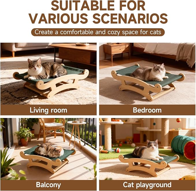 Cat Scratcher Bed for Indoor Cats Hammock for Scratching Pad Cat Chair Natural Scratch Post for Large Cats Scratcher Lounge, Wooden Cat Furniture(Large)