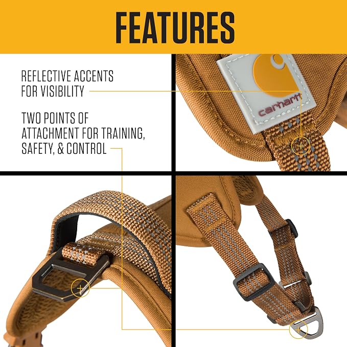 Carhartt Nylon Duck No Pull Dog Harness Harbor Teal M | Fully Adjustable Dog Harness with Quick Control Handle and Reflective Accents