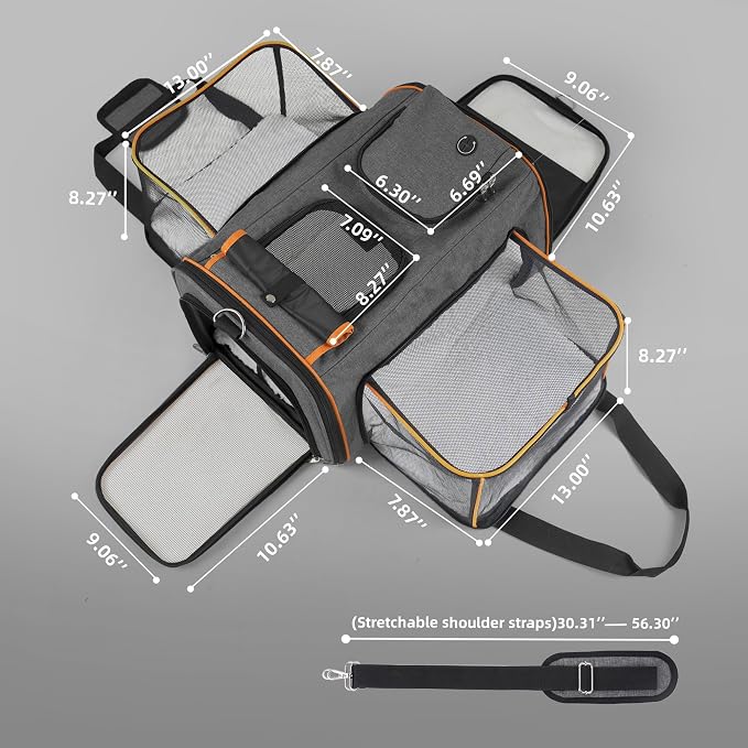 Cat Carrier,Portable Pet Carrier Bag for Cats and Small Dogs,Foldable Soft-Sided and Scratch-Proof mesh Cat Bag Pet Carriers,Airline Approved Pet Carrier,Pet Travel Carrier Up to 15 Lbs,Grey