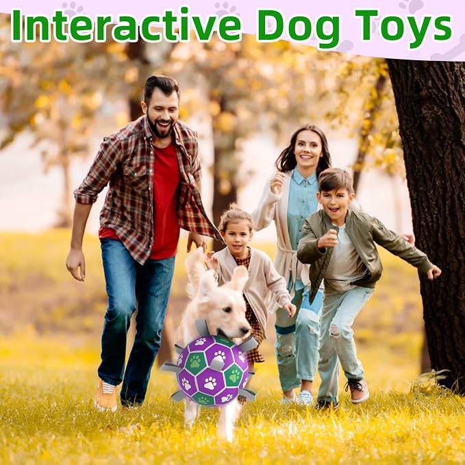 Diman Dog Toy Balls, Soccer Ball for Dogs with Straps, Outdoor Pet Toys, Puppy Birthday Gifts for Small Meidum, Interactive Dogs Toy for Tug of War(6 Inch)