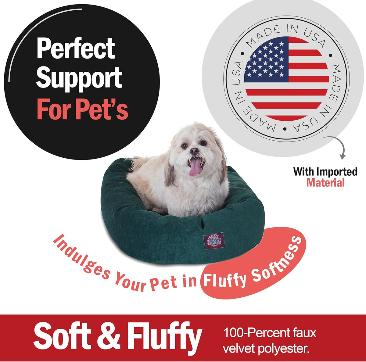 Majestic Pet Villa 24 Inch Shredded Memory Foam Dog Bed for Small Sized Dogs 24x19x7 Inch–Orthopedic Dog Bed - Durable Pet Bed - Washable Small Pet Bed with Head Support-Marine
