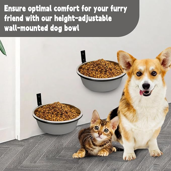 Elevated Dog Bowls-2 * 30 Oz, Stainless-Steel Raised Adjustable Height