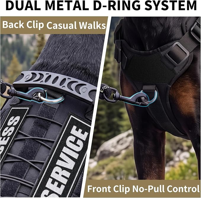 Tactical Dog Harness for Small Dogs, No Pull Vest with Control Handle, Heavy Duty Adjustable Reflective Pet Harness for French Bulldog, Pug, Puppy Walking, Training